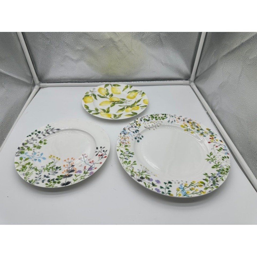 Mikasa Bone China Plates Set 3 Tivoli Garden & Lemons‎ Floral Citrus 9" 11"